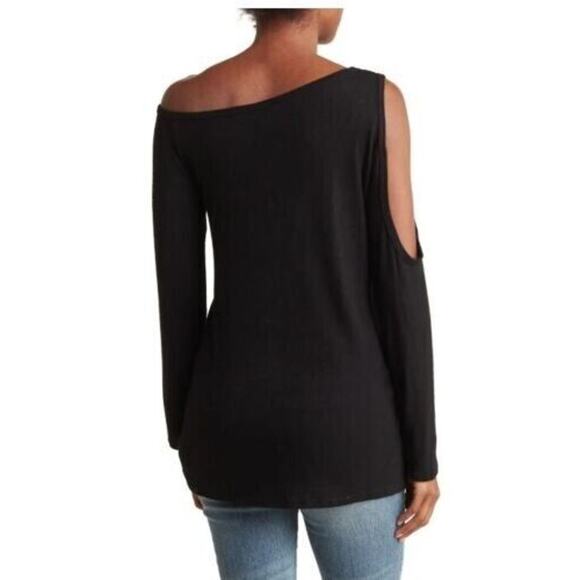 Go Couture Women's Cold Shoulder Modal Blend Top In Black Small MSRP $98 - Picture 2 of 4
